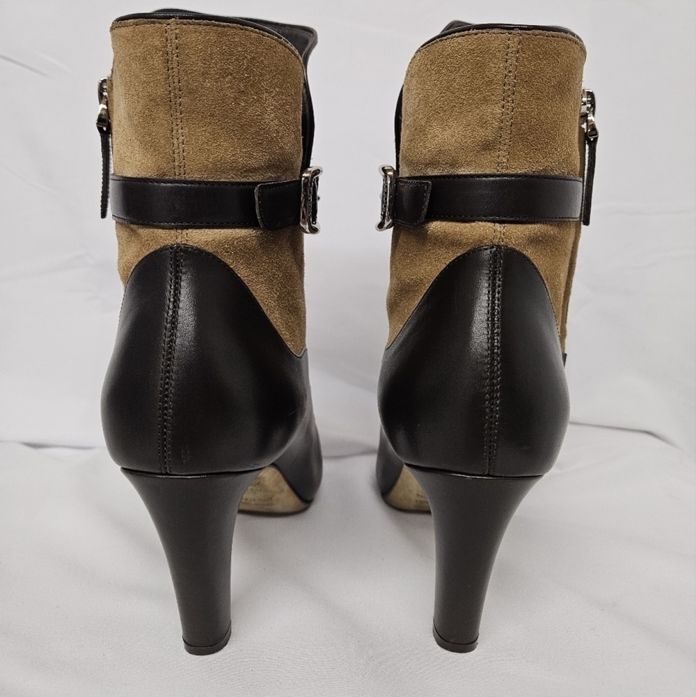 Bally Chanya Suede And Leather Heel Boots In Tan And Brown US Sz 6 EU Sz 36.5 - Picture 6 of 15